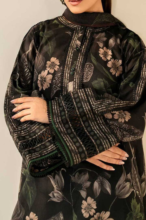 BAROQUE – 3PC KHADDAR UNSTITCHED DIGITAL PRINTED SUIT WITH EMBROIDERED PATCHES