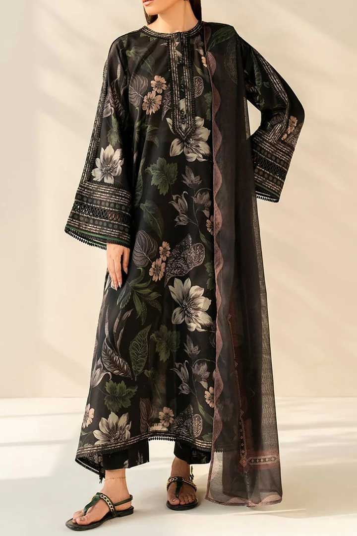 BAROQUE – 3PC KHADDAR UNSTITCHED DIGITAL PRINTED SUIT WITH EMBROIDERED PATCHES