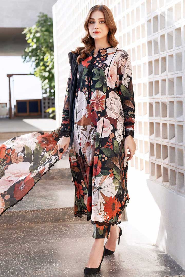 BAROQUE – 3PC KHADDAR UNSTITCHED DIGITAL PRINTED SUIT WITH EMBROIDERED PATCHES