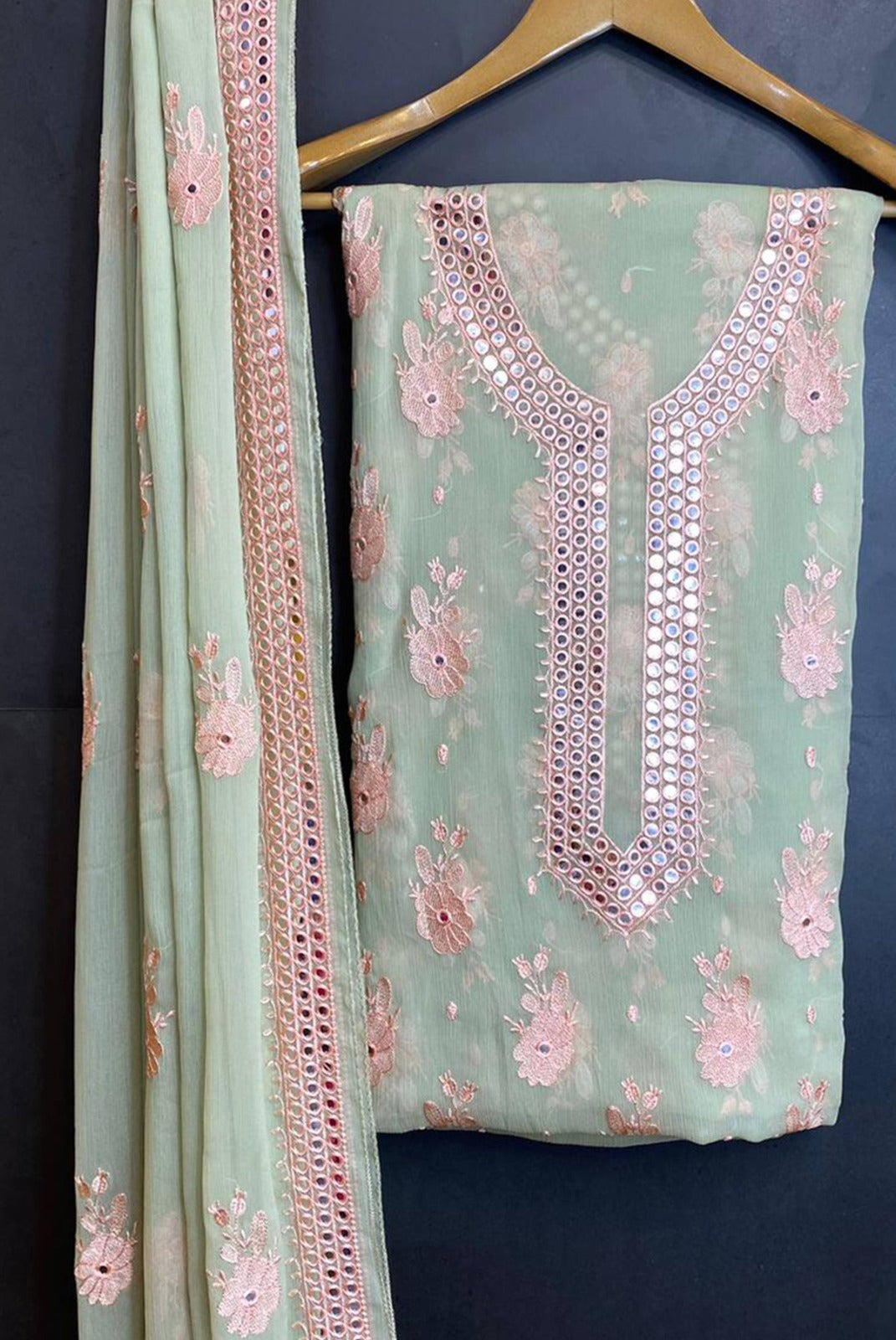 Chiffoon Resham work With 9MM 3P