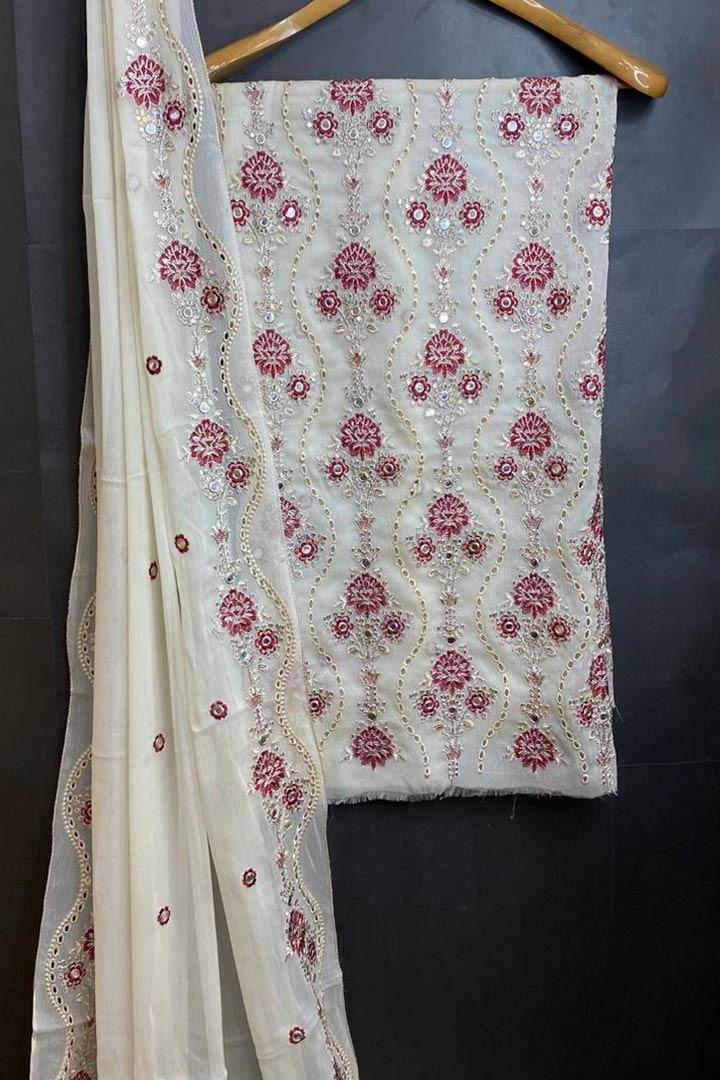 Crinkle Chiffon Chikankari With 9mm 3p