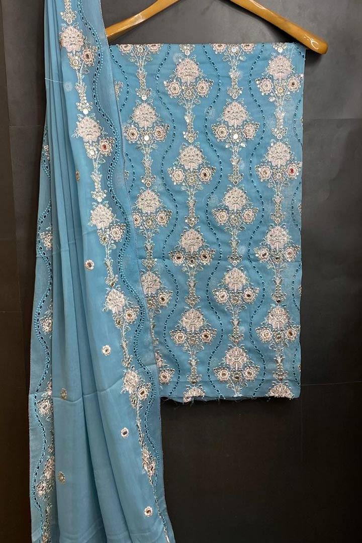 Crinkle Chiffon Chikankari With 9mm 3p