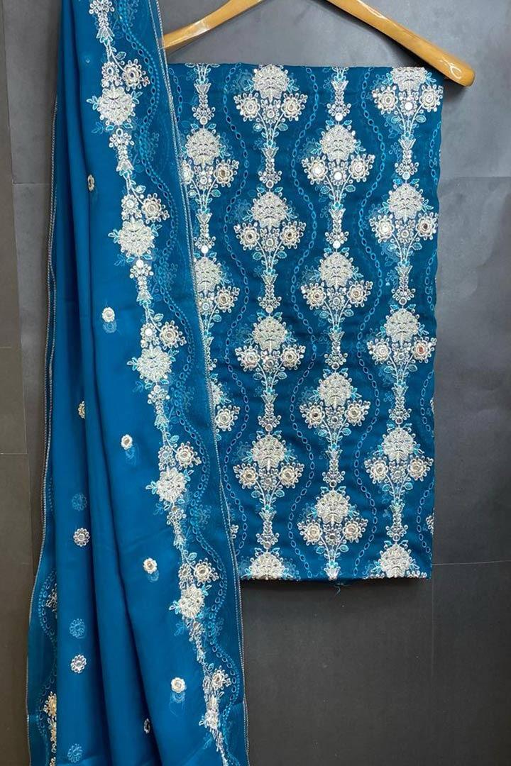 Crinkle Chiffon Chikankari With 9mm 3p