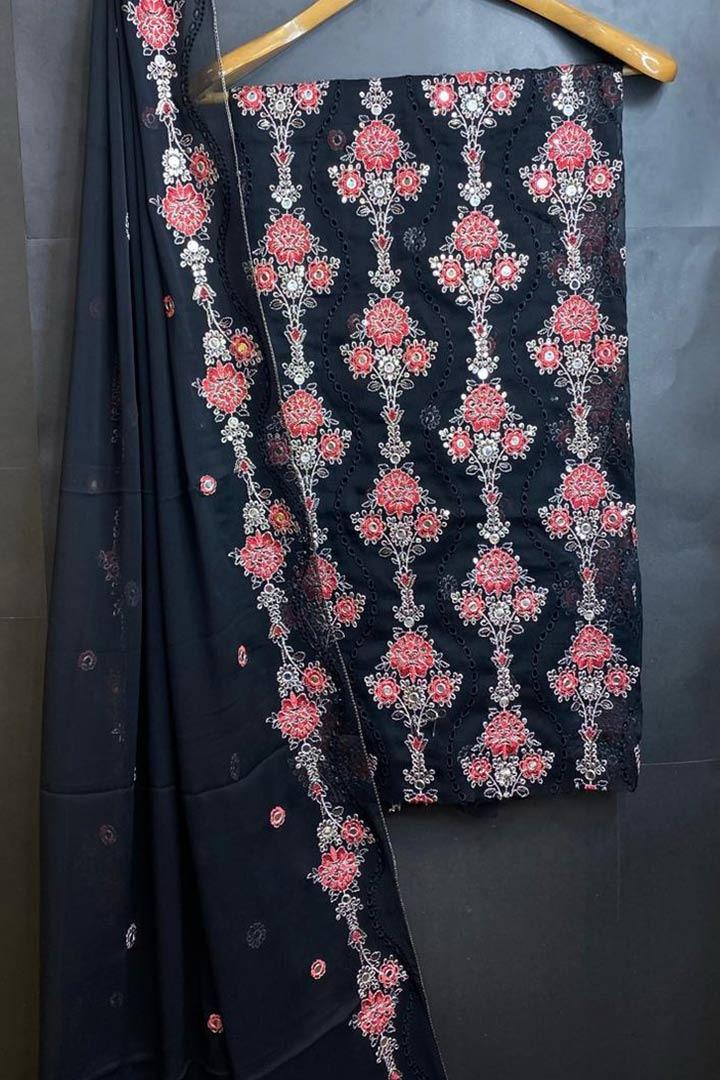 Crinkle Chiffon Chikankari With 9mm 3p