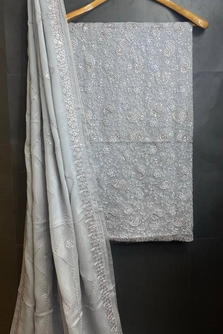 Crinkle Chiffon Thread work 3p