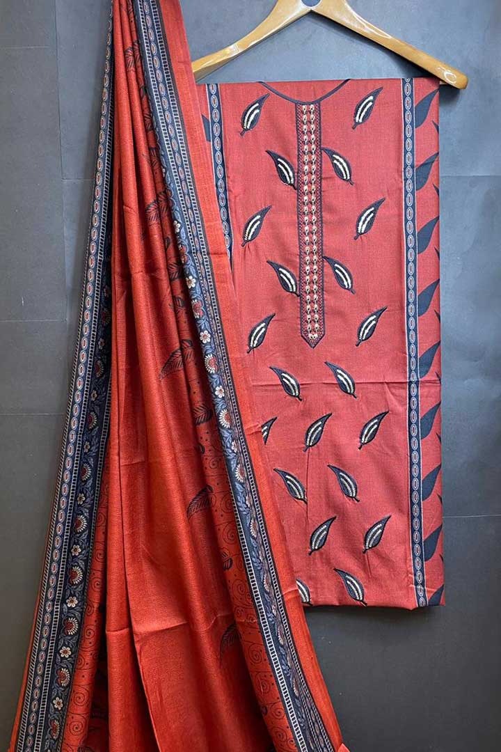 Dhanak Embroidred Printed 3pc