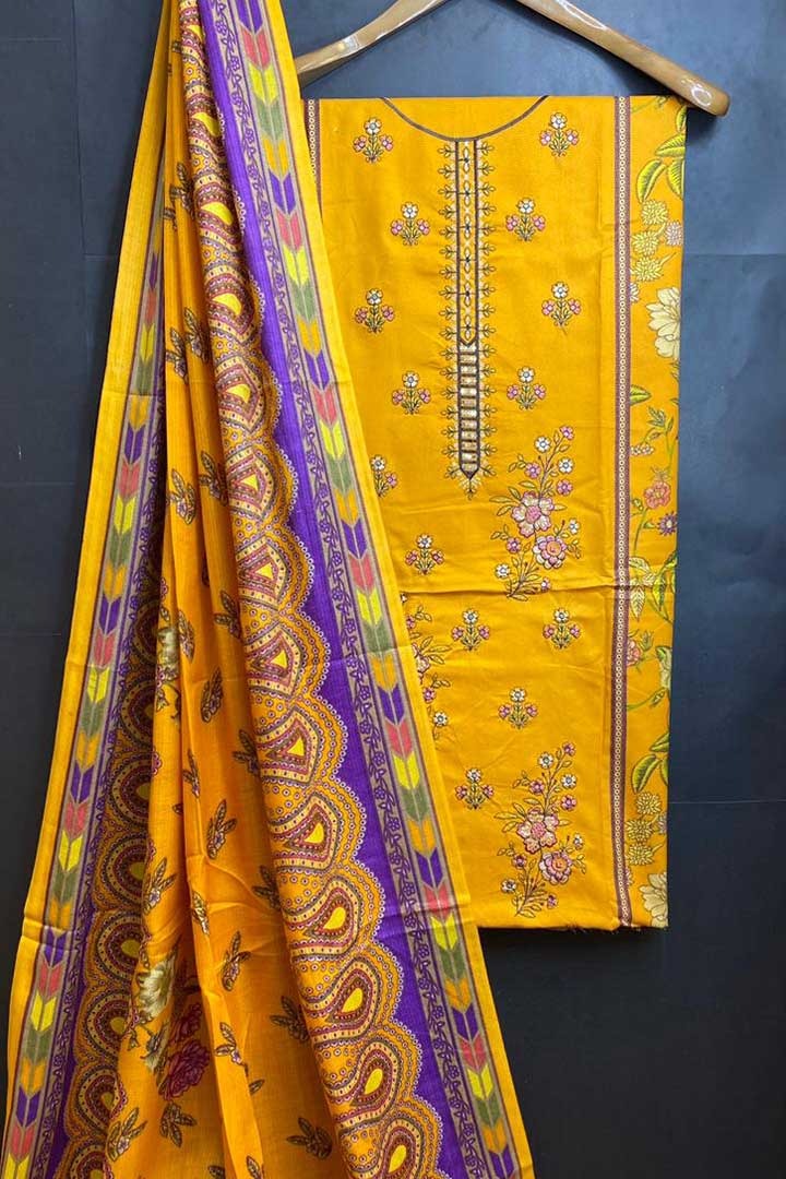 Dhanak Embroidred Printed 3pc