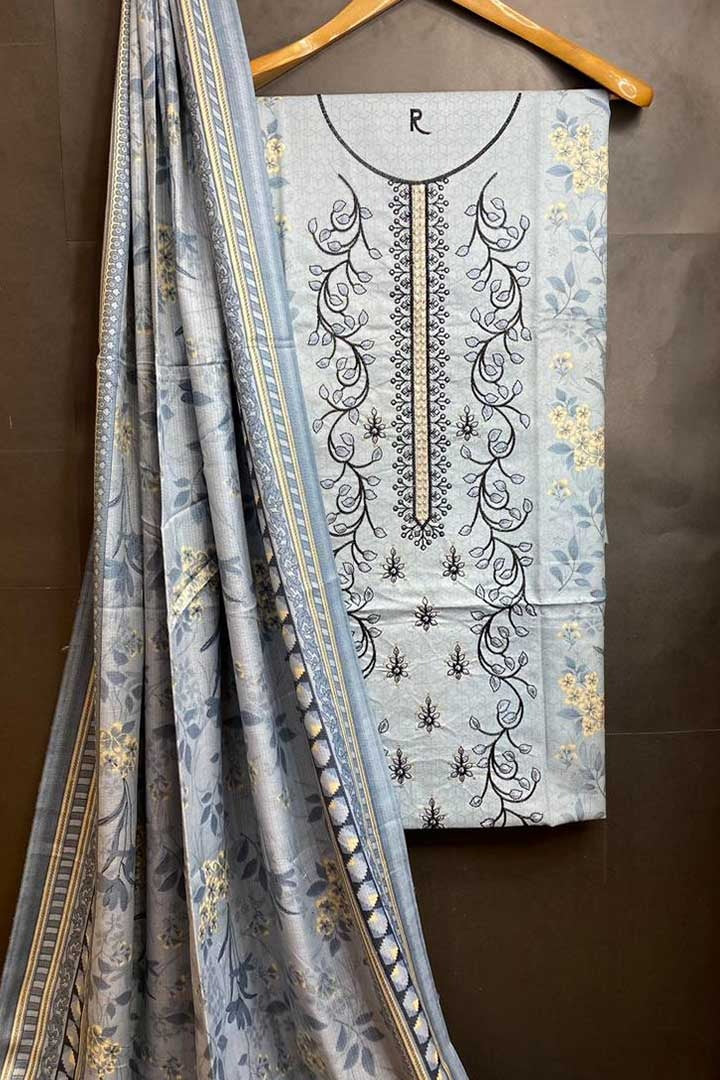 Dhanak Embroidred Printed 3pc