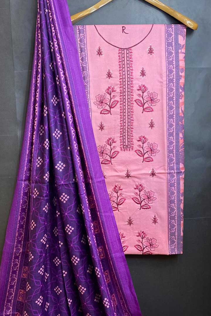 Dhanak Embroidred Printed 3pc