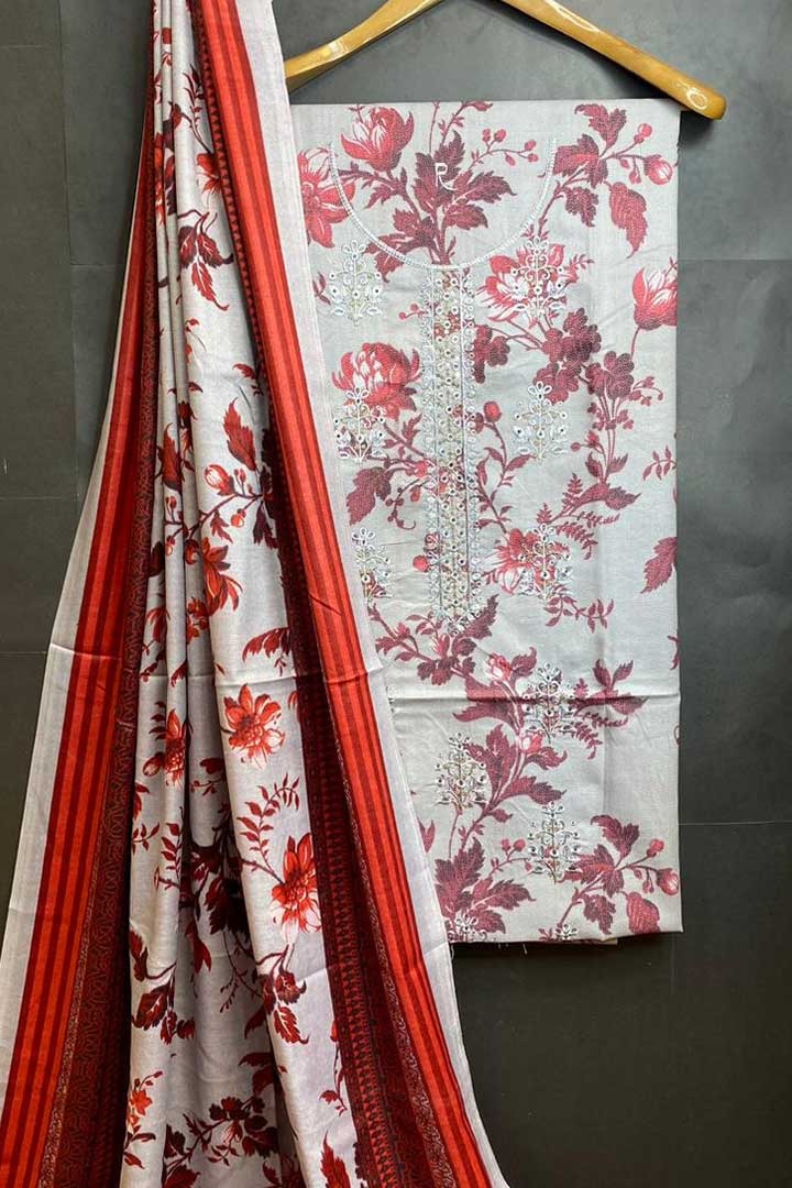 Dhanak Embroidred Printed 3pc