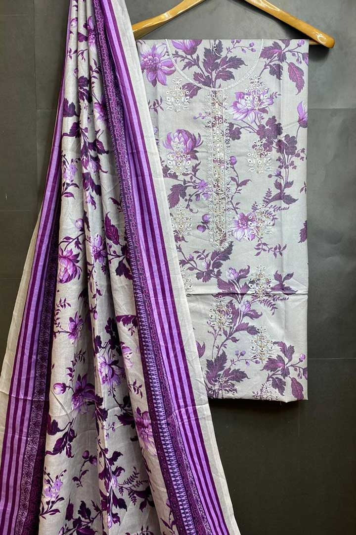 Dhanak Embroidred Printed 3pc