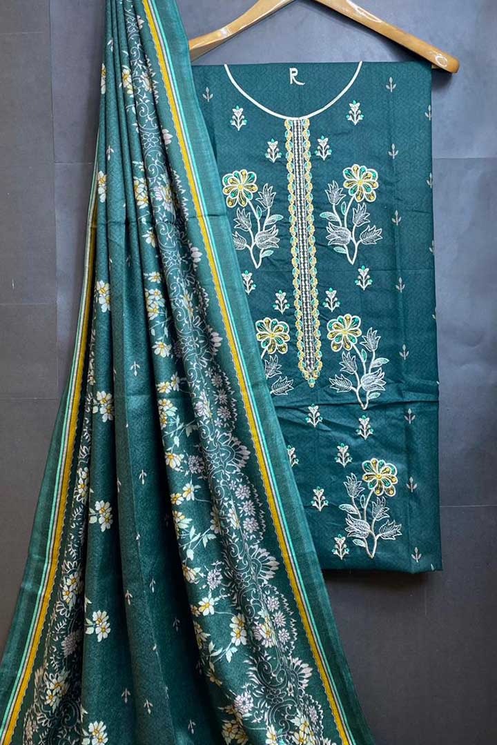 Dhanak Embroidred Printed 3pc