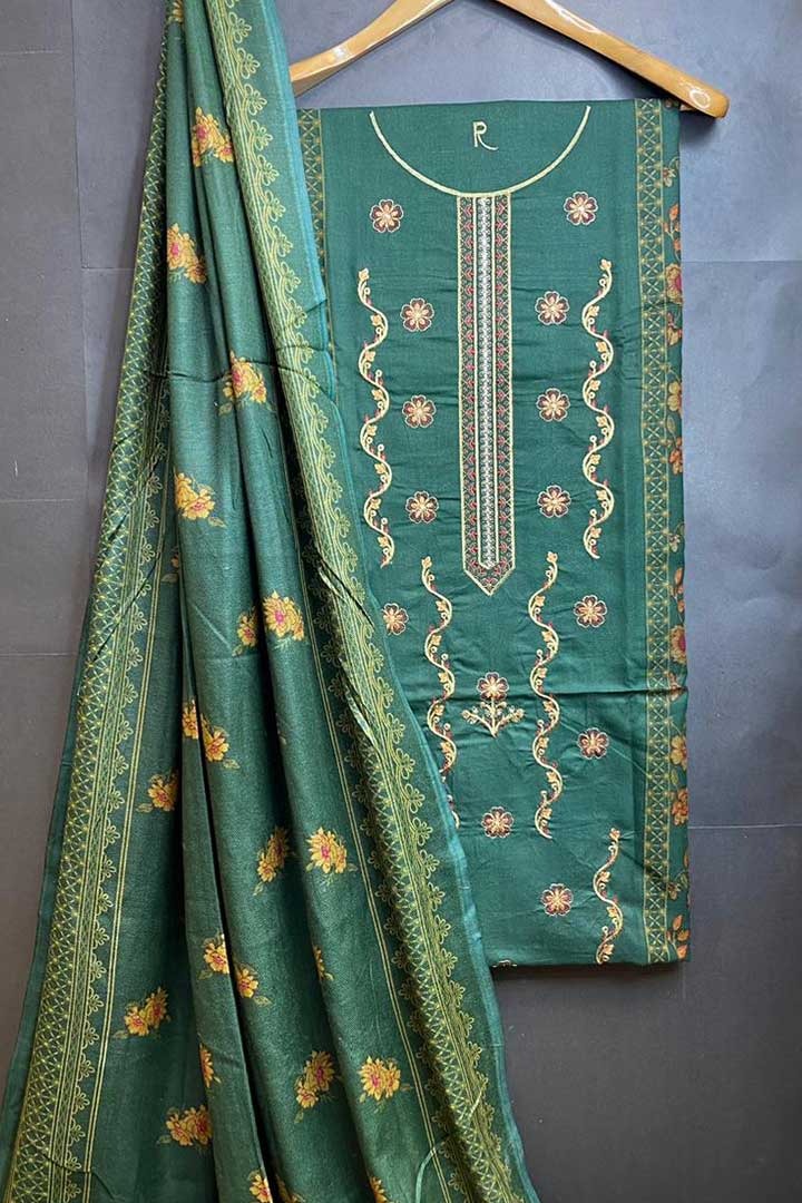 Dhanak Embroidred Printed 3pc