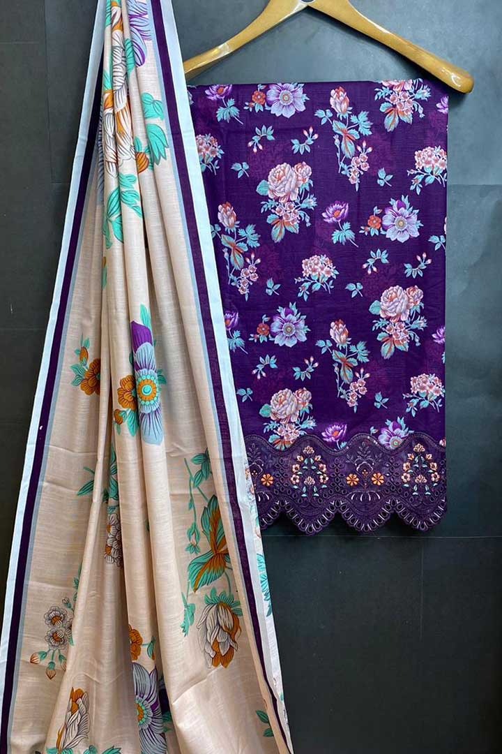 Premium Luxry Khadar Gala Daman Aplic 3pc