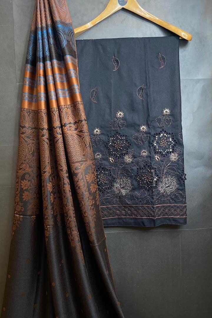 pure Dhanak With Jauquard Shawl 3p
