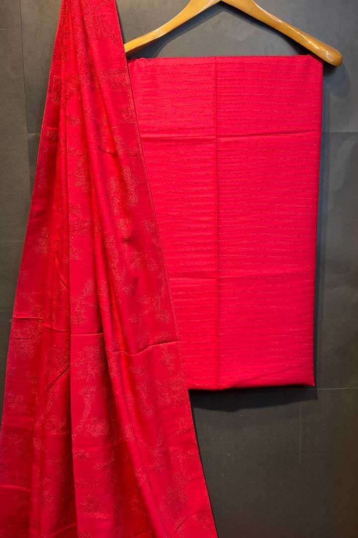 Bana Dora Dhanak Jauquard velvet Shawl 3pc