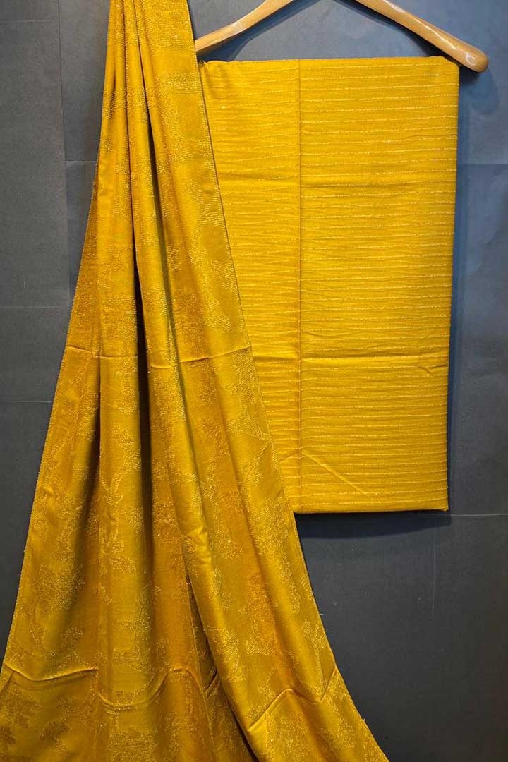 Bana Dora Dhanak Jauquard velvet Shawl 3pc