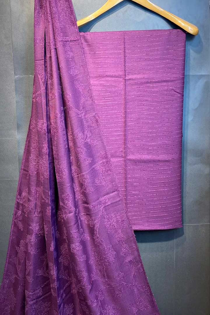 Bana Dora Dhanak Jauquard velvet Shawl 3pc