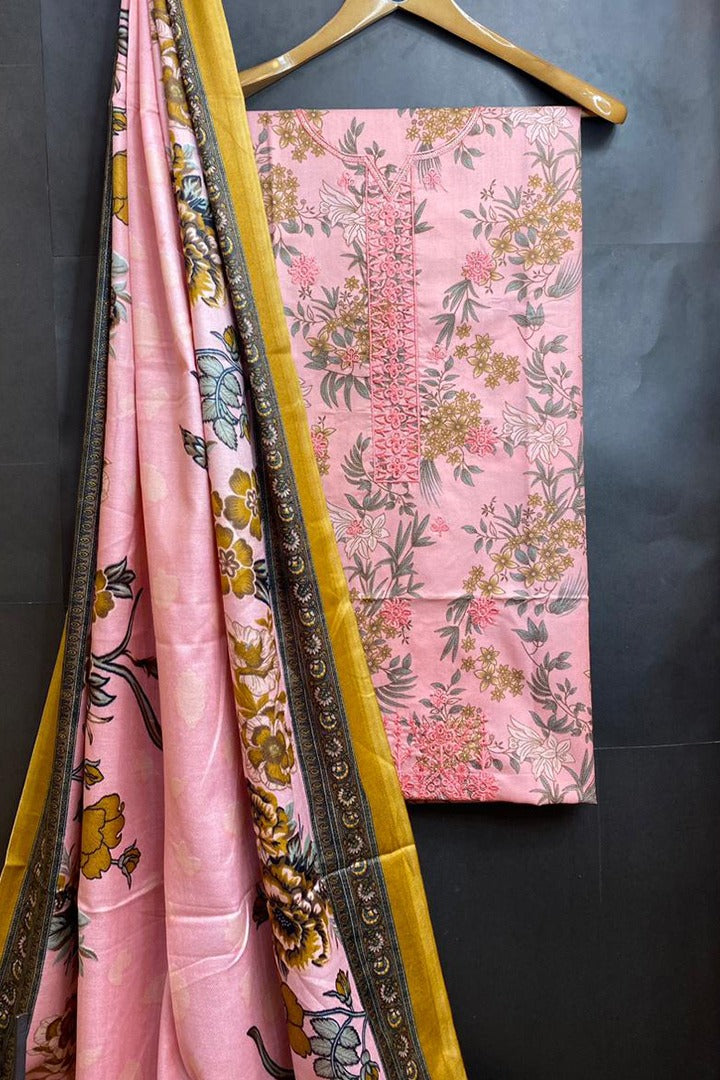 Dhanak Embroidred Printed 3pc