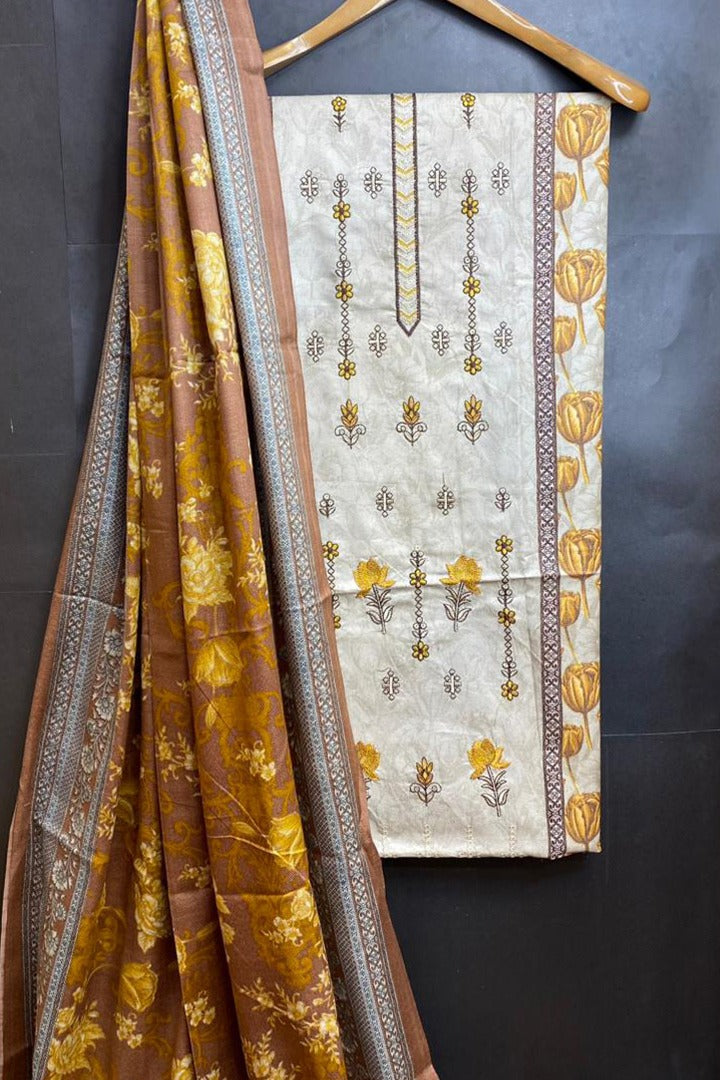 Dhanak Embroidred Printed 3pc