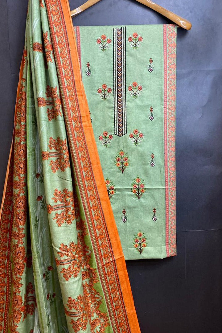 Dhanak Embroidred Printed 3pc