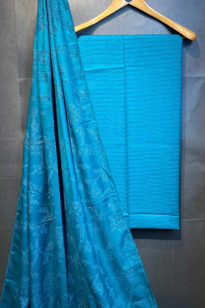 Bana Dora Dhanak Jauquard velvet Shawl 3pc