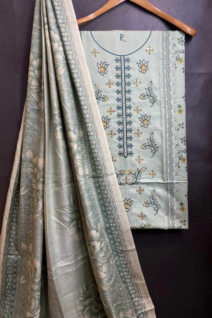 Dhanak Embroidred Printed 3pc