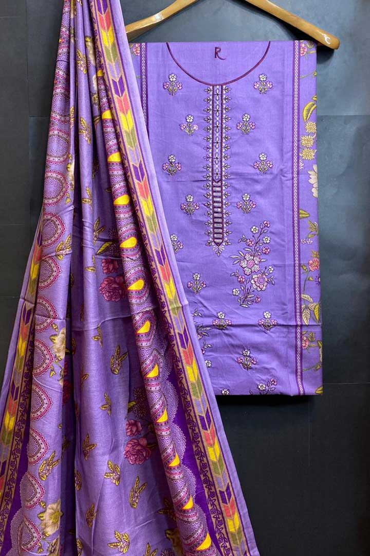 Dhanak Embroidred Printed 3pc