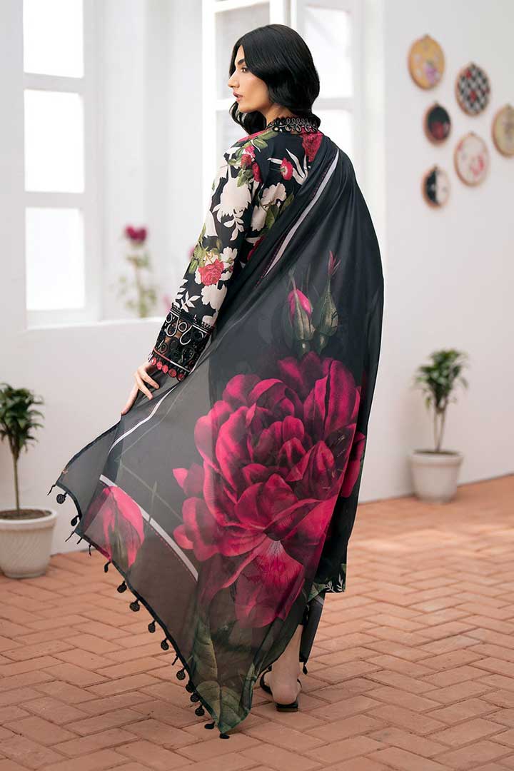 BAROQUE – 3PC KHADDAR UNSTITCHED DIGITAL PRINTED SUIT WITH EMBROIDERED PATCHES